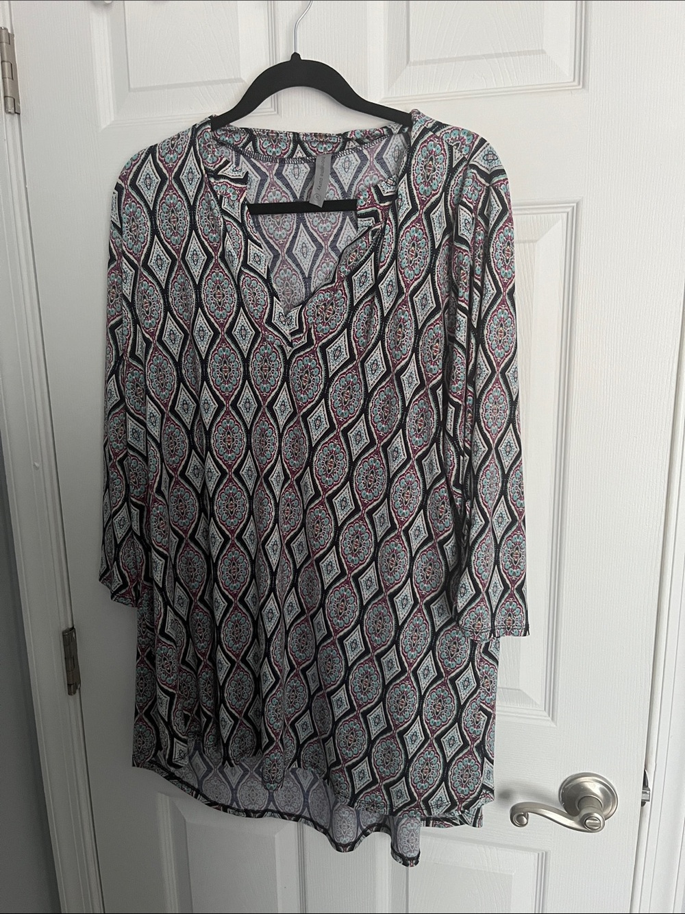 Honeyme Black and White Geometric Print Tunic